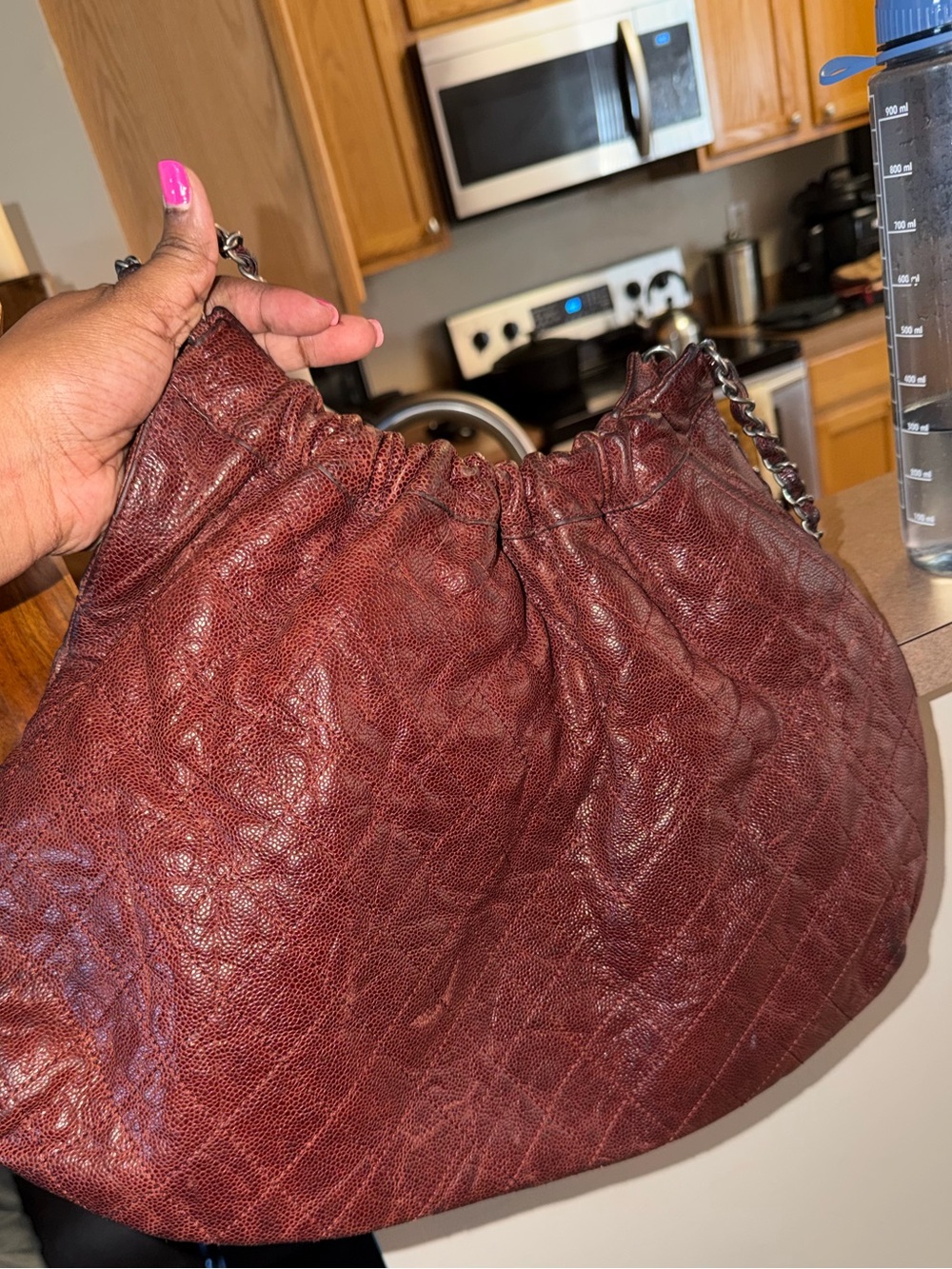Chanel Burgundy Quilted Leather Shoulder Bag - Picture 7 of 7